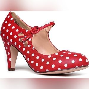 J. Adams Pixie Heels for Women - Retro Mary Jane Pumps with Teardrop Cutout
